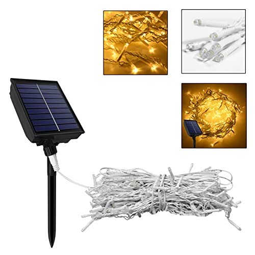 YARDIN Solar Lichterkette Eisregen Außen Innen, 10M 400LED Solar Lichtervorhang mit Timer 8 modi IP44 Wasserdicht, Weihnachtsbeleuchtung Warmweiß für Weihnachten, Party, Hochzeit, Balkon, Garten Deko von YARDIN