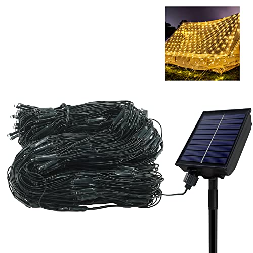 YARDIN Solar Lichternetz LED 3 x 2m Außen und Innen 8 Modi Timer, 250 LED Solar Lichtervorhang Aussen, Solar Lichterkette Netz Warmweiß für Weihnachten, Hochzeit, Party, Wand von YARDIN