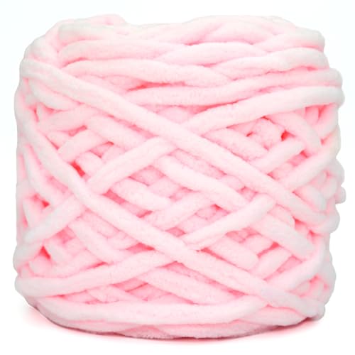 Dickes Chenille-Garn zum Häkeln, flauschiges Samt-Plüschgarn, dick, weich, klobiges Chenille-Garn, Babydeckengarn zum Häkeln, Stricken, Anfänger, 100 g (Rosa) von YARFOFUN