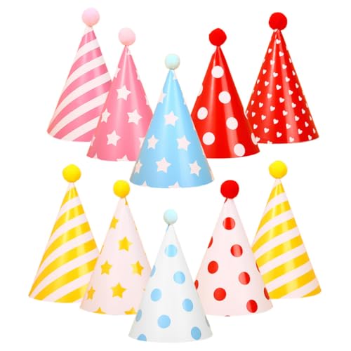 YARNOW 10 Partyhüte Für Geburtstage – Kopfbedeckungen In Papierkegelform Mit Lustigen Pompons Verzierte Kappen Für Feiern Partys Und Veranstaltungen Für Erwachsene Und Kinder YARNOW 10 Partyhüte Für Geburtstage – Kopfbedeckungen In Papierkegelform Mit Lustigen Pompons Verzierte Kappen Für Feiern Partys Und Veranstaltungen Für Erwachsene Und Kinder von YARNOW