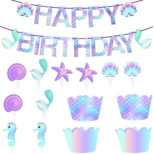 YARNOW 51 Stück Mermaid Cake Toppers Teiliges mit Bunten Cupcake Wrappers und Dekorationen für Meerjungfrauen Geburtstagsfeiern Passende Party Accessoires für Unvergessliche Anlässe YARNOW 51 Stück Mermaid Cake Toppers Teiliges mit Bunten Cupcake Wrappers und Dekorationen für Meerjungfrauen Geburtstagsfeiern Passende Party Accessoires für Unvergessliche Anlässe von YARNOW