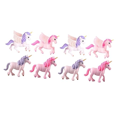 YARNOW 8 STK Pegasus-Einhorn Einhorn Tortenaufleger Kuchen Topper Miniaturstatue Auto Armaturenbrett Dekoration Tierstatue Partyhörner Blumentopf Dekoration Tierdekor Mädchen Chen Jun PVC von YARNOW