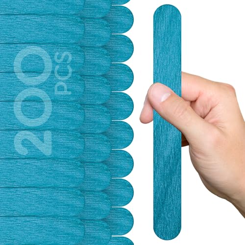 200 Stück Holz-Bastelstäbchen blau – 20,3 cm Eis am Stiel, flach, zum Basteln, Holzstäbchen, blau, Jumbo-Bastelstäbchen für Bastelarbeiten, DIY, Lebensmittelqualität, Eis am Stiel von YARRD