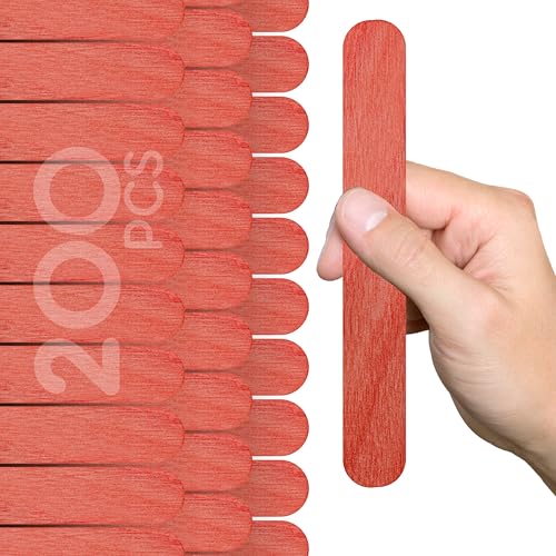 200 Stück Holz-Bastelstäbchen rot – 15,2 cm, Jumbo-Stielstäbchen, flach, zum Basteln, Holzstäbchen, rot, Jumbo-Bastelstäbchen für Bastelarbeiten, DIY, Lebensmittelqualität, Eis am Stiel von YARRD