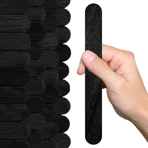 200 Stück große schwarze Holz-Bastelstäbe – 20,3 cm Jumbo-Stiele für Bastelarbeiten, riesige schwarze Holzstiele zum Wachsen, Jumbo-Bastelstäbchen zum Basteln, Schwarz von YARRD