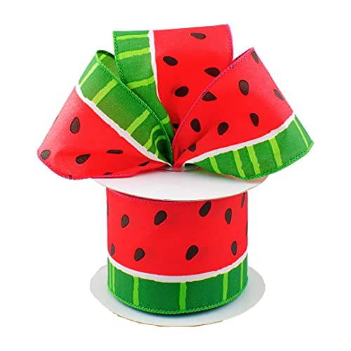 9,1 m 6,3 cm Wassermelonenband, dekoratives Obst-bedrucktes Satinband, Sommerband, Wassermelonenkranz, für Basteln, Verpacken, DIY von YARRD