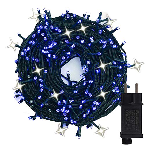 YASENN lichterkette funkeleffekt 300Led 30M Lichterketten Weihnachtsbaum Lichterketten mit funkelndem Effekt Ein Blinker pro 10 Glühbirnen (blau+Kaltweißes funkeln) von YASENN