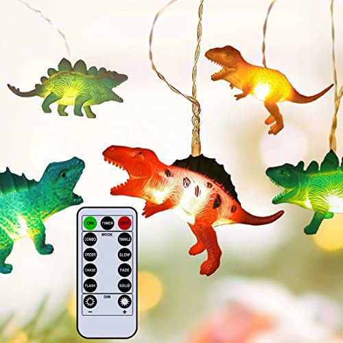 YATOSEEN LED Dinosaurier Lichterkette, 2M 10LED Dino Lampe mit Fernbedienung, Batteriebetriebene Dino Lichter für Outdoor Innen Kinderzimmer Dekoration von YATOSEEN