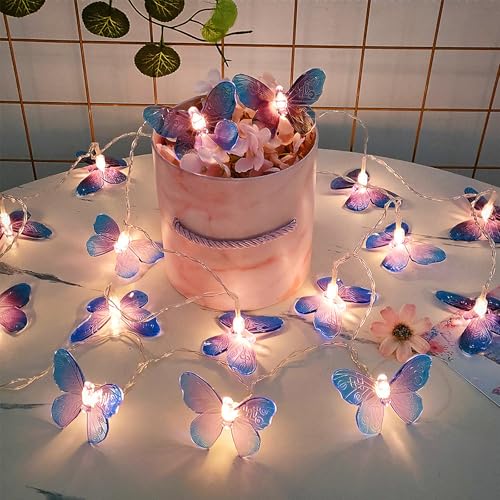 YATOSEEN Schmetterlings Lichterkette, 1.5M 10 LED Schmetterlings Lichterkette, Batterie oder USB Betriebene Lichter für Kinder im Innen- und Außenbereich, Beleuchtungsdekoration von YATOSEEN