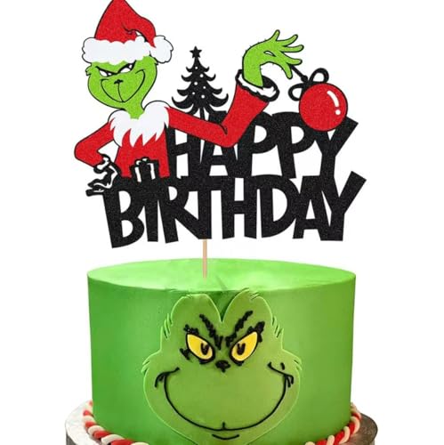 YATOSEN Grinch Cupcake Topper Weihnachten Food Fruit Picks für Party Kuchen Dessert Dekoration (Stil A) von YATOSEN