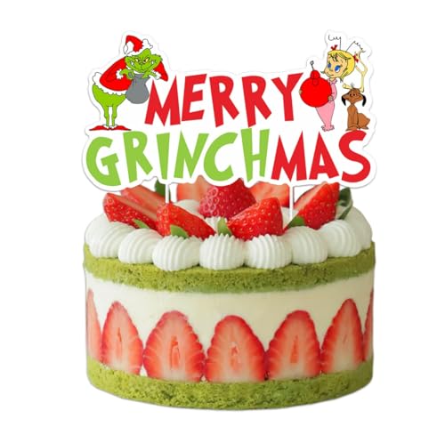 YATOSEN Grinch Cupcake Topper Weihnachten Food Fruit Picks für Party Kuchen Dessert Dekoration (Stil B) von YATOSEN