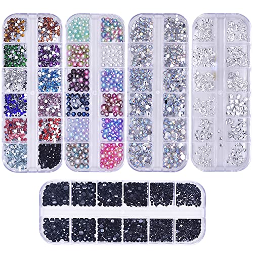 5500 Stück Nail Art Strasssteine Nagel Kunst Strass 5 Boxen Flache Rückseite Diamanten Kristalle Chamäleon Perlen Edelsteine Mehrfarbig von YAVO-EU