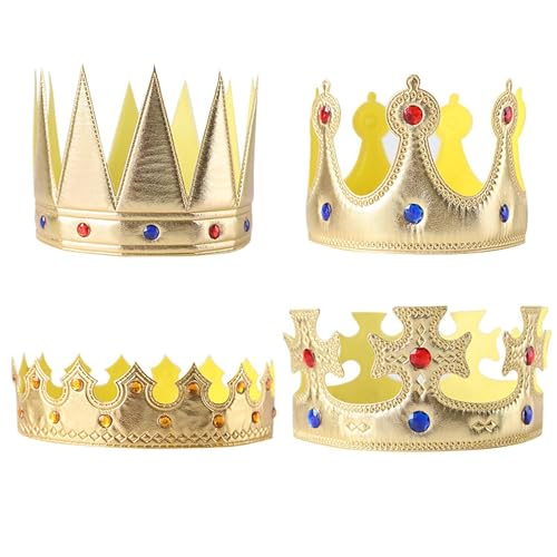 YAVA VIN Kronenhut zum Geburtstag | Set mit 4 Partyhüten, königlichen Geburtstagskränzen für | Geburtstagskranzhüte verstellbar Gold aus Papier von YAVQVIN