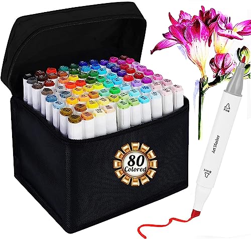 YAWAHOME Marker Pens 80 Farben, Kunstmarker zum Zeichnen, Skizzieren, Kolorieren. Künstlermarker zum Unterstreichen, Illustrationen, Kartenherstellung, für Studenten, Manga-Künstler, Skizzen. von YAWAHOME