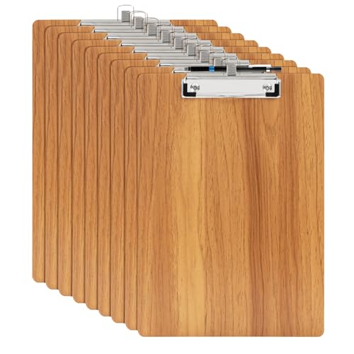 YAWOIRG Klemmbrett Holz A5,8 Stück Klemmbrett A5 mit Stifthalter,A5 Klemmbrett aus Holz,A5 Klemmbretter,A5 Clipboard,Schreibbrett Klemmbrett für Unternehmen,Büro,Schule oder Restaurant von YAWOIRG