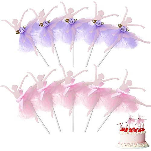 YAXIDAEVER 10 Stück Ballerina Tortendeko,Ballerina Geburtstag Deko,Mädchen Cupcake Toppers Pick,Prinzessin Tortendeko,Ballerina Cupcake Topper für Hochzeit Geburtstagsfeier Kuchen Dekoration von YAXIDAEVER