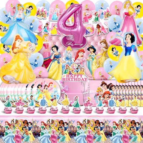 Deko Prinzessin Geburtstag für Mädchen 4 Jahre, Prinzessin Ballon, Prinzessin Hintergrund, Folienballon Prinzessin, Helium Luftballons Prinzessin, Prinzessin Party Deko Kindergeburtstag von YAXMME