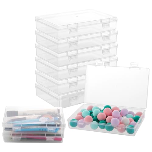 YAYODS 8 Stück 15 x 10 x 3 cm Plastikbox mit Deckel Klein - Sortierbox Box Transparent - Bastel Organizer - Fotoaufbewahrungsbox Aufbewahrungsbox Flach Stapelbar - Box mit Deckel Kunststoff von YAYODS