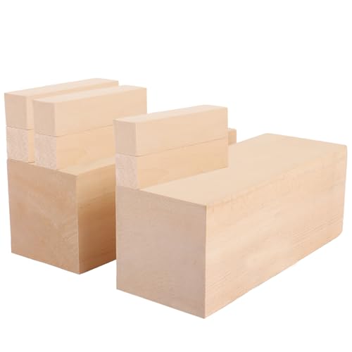 YAYODS 8 Stück Kantholz zum Schnitzen - Schnitzholz Lindenholz 2 Groß 20x7x7cm- Holzblock Massiv 6 Klein 10x2.5x2.5cm - Kantholz Lindenholz zum Schnitzen - Drechselholz Holzblöcke für Kinder, Loffel von YAYODS