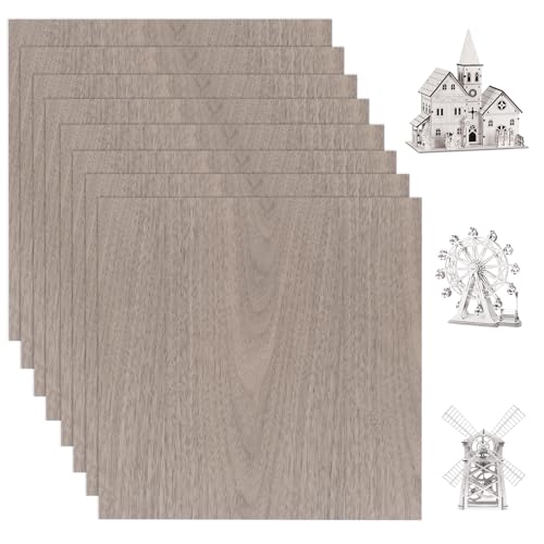 YAYODS 8 Stück Sperrholzplatte 3mm - Sperrholz 300x300 mm - Walnuss Holzplatten Zuschnitt Nach Maß - Laser Holz 3mm - Sperrholzplatten - Nussbaum Holz Leimholzplatte für Dekorieren, Basteln, CNC,Laser von YAYODS