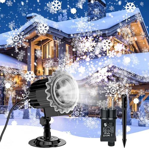 YAZEKY Projektor Weihnachten Aussen Innen - IP44 Wasserdicht LED Schneeflocken Projektor, Projektionslampe Weihnachtsbeleuchtung für Außen Weihnachtsdeko Garten Party Hochzeit Hof (Schwarz) von YAZEKY