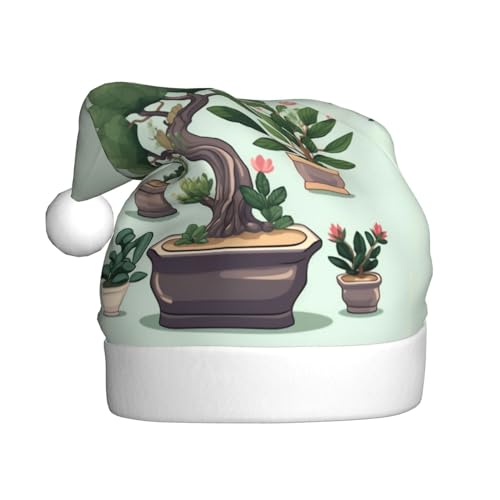 YAzgaN Bonsai-Pflanzen-Weihnachtsmütze, Unisex, für Erwachsene, Plüschmaterial, weich und leicht, ein tolles Accessoire für festliche Weihnachts-Kostümpartys. von YAzgaN