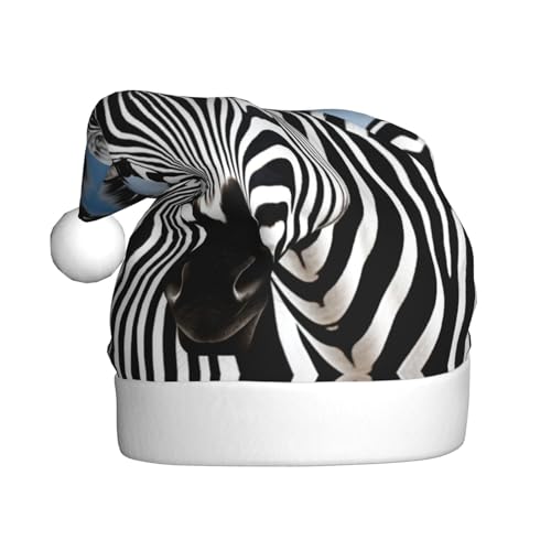 YAzgaN Zebra-Weihnachtsmütze, Unisex, für Erwachsene, Plüschmaterial, weich und leicht, ein tolles Accessoire für festliche Weihnachts-Kostümpartys. von YAzgaN