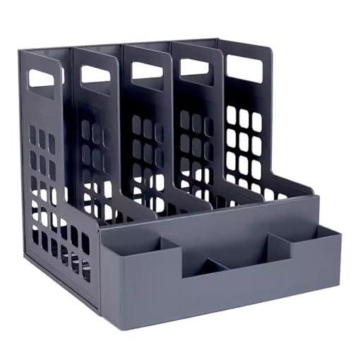 Aktenregal, Aktenorganizer, Büro-Aktenhalter, Aufbewahrungsdokumente, Aktenteiler, 4 Fächer, Aktenanzeige fürs Büro(Dark Gray) von YBAAKZIIR