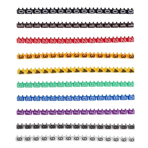 Drahtnummerierung Marker, 150 Pcs Elektrische Aufkleber Draht Nummer Label Multicolor Kabel Marker Etikettierer Elektrische 0-Krawatte Clip-auf Selbst-Adhesive Elektrische(0.31x0.20x0.20cm) von YBAAKZIIR