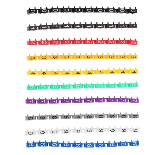 Drahtnummerierung Marker, 150 Pcs Elektrische Aufkleber Draht Nummer Label Multicolor Kabel Marker Etikettierer Elektrische 0-Krawatte Clip-auf Selbst-Adhesive Elektrische(0.60x0.40x0.30cm) von YBAAKZIIR