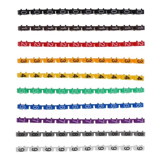 Drahtnummerierung Marker, 150 Pcs Elektrische Aufkleber Draht Nummer Label Multicolor Kabel Marker Etikettierer Elektrische 0-Krawatte Clip-auf Selbst-Adhesive Elektrische(0.72x0.60x0.30cm) von YBAAKZIIR