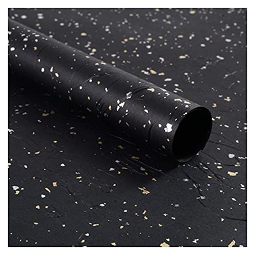 Geschenkpapier, Geschenkpapierrolle 10 Stück Gold-Silber-glänzende wasserdichte Blumen-Geschenkpapiere, Geschenkpapier, neue Bastelpapier-Rolle(Black) von YBAAKZIIR