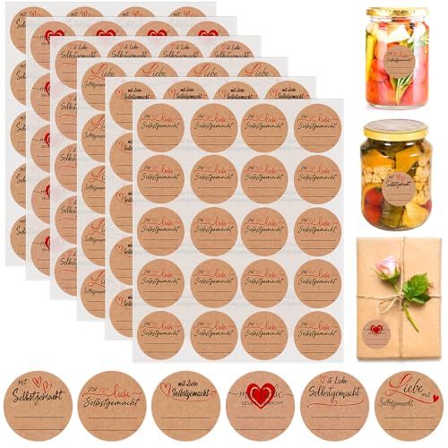 YBCCBY 1200 Stück Marmeladen Etiketten Selbstklebend Kraftpaier Marmeladenaufkleber Klebeetiketten zum Beschriften Rund Handmade 3.8cm Marmeladenglas Sticker Geschenketikett für Backen Geschenktüten von YBCCBY