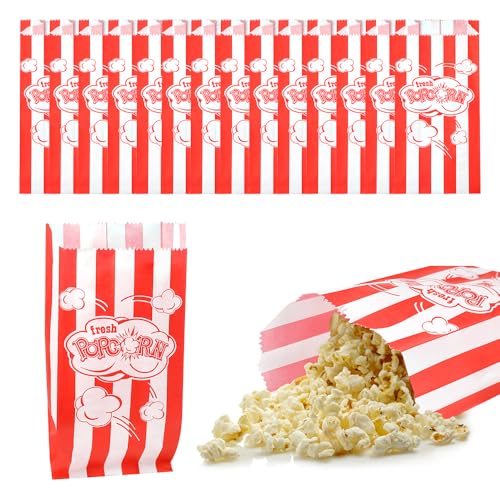 YBCCBY 200 stück Popcorn Tüten Popcorntüten Rot/Weiß Gestreift Papiertüten Popcorneimer Popcornbecher Candytüten Partyboxen Deko Behälter Popcorn Schüssel Snacktüten Süßigkeitentüten für Kino von YBCCBY