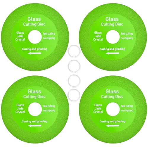 YBCCBY 4 Stück Glass Cutting Disc Diamanttrennscheibe Glas Trennscheibe 100mm Flexscheiben für Glas Diamantscheibe Glasschneidescheibe Diamantsägeblätter Diamant Glastrennscheibe für Winkelschleifer von YBCCBY