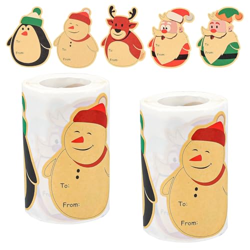 YBCCBY 400 Stück Aufkleber Weihnachten Selbstklebend Christmas Stickers Kraftpapier Weihnachtsaufkleber Weihnachtssticker Weihnachtsetiketten Weihnachtsgeschenke Sticker Geschenkaufkleber für Deko von YBCCBY