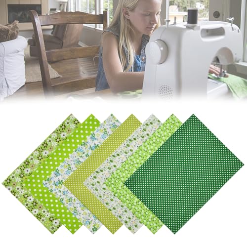 YBCCBY 7 Stück Baumwollstoff Meterware Nähstoffe Patchwork Stoffpaket 50*75cm Stoffe zum Nähen Stoffreste Grün Patchwork Stoffe Baumwolle Blumenmuster Bedruckte Patchworkstoffe Stoffpakete zum Nähen von YBCCBY