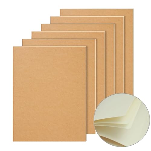 YBCPACK Kraft Notizbuch A4 Blanko, 6 Notizbücher Set, Klein Notizheft mit 64 Seiten (32 Blätter), Notizblock für Büro, Schule & Reisen (21.6x28cm) von YBCPACK