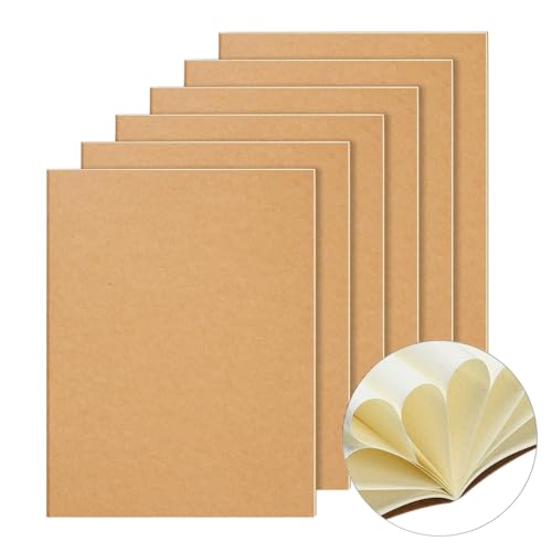 YBCPACK Kraft Notizbuch A4 Dotted, 6 Notizbücher Set, Gepunktet Notizheft mit 64 Seiten (32 Blätter), Notizblock für Büro, Schule & Reisen (21.6x28cm) von YBCPACK