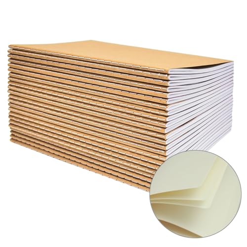 YBCPACK Kraft Notizbuch A5 Blanko, 20 Notizbücher Set, Klein Notizheft mit 60 Seiten (30 Blätter), Notizblock für Büro, Schule & Reisen (21x14cm) von YBCPACK