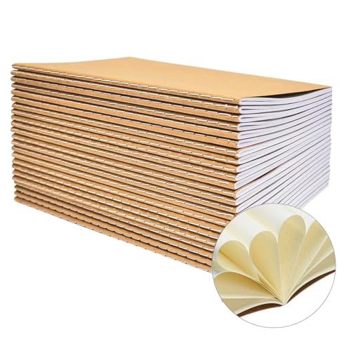 YBCPACK Kraft Notizbuch A5 Dotted, 20 Notizbücher Set, Gepunktet Notizheft mit 60 Seiten (30 Blätter), Notizblock für Büro, Schule & Reisen (21x14cm) von YBCPACK