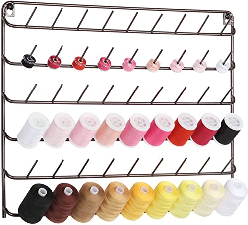 YBING 54 Spulen Nähgarnhalter, Garnhalter/Fadenhalter Organizer, Metallständer zum Organisieren zum Aufhängen für Stickerei, Quilten, Nähen(Braun) 54-Spool Sewing Thread Holder Organizer von YBING