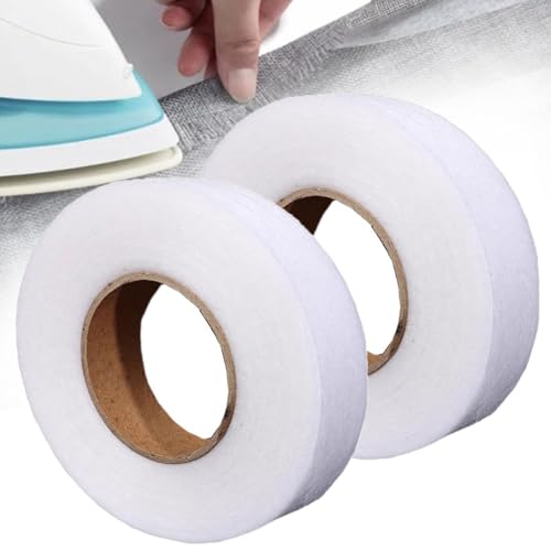 YBJUTT Iron-On Double-Sided Fabric Tape for Sewing & DIY, Iron on Double Sided Fabric Tape, Double Sided Fabric Tape Heavy Duty Iron, For Trousers, Clothes,Jeans, Skirt, Curtains, Etc (White,1cm) von YBJUTT