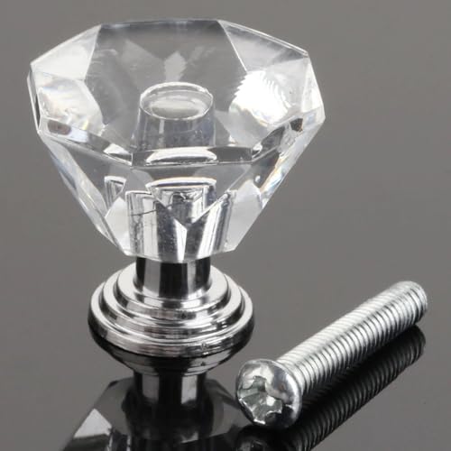 YBWQADFZ Diamantförmige Kristallglasknöpfe Möbelgriffe Hardware Schrankgriffe Schubladenknöpfe Küchenschrankgriffe(Model G 24x24mm) von YBWQADFZ