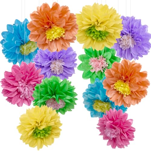 YBwanli karneval fasching deko,pompons deko papierblumen bunt seidenpapier,gartenparty deko outdoor sommer,hawaii party deko,bunt babyparty deko,Wo Eleganz auf Farbe trifft von YBwanli