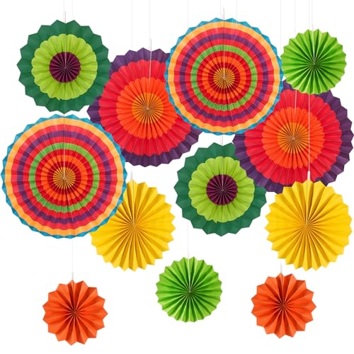 YBwanli12 pcs papierfächer,mexiko deko,deko gartenparty,Karneval deko,deko papier,pompoms deko,papier rosetten pastell,papierfächer Deko, Hawaiianische Dekoration,pompom girlande,wedding decoration von YBwanli