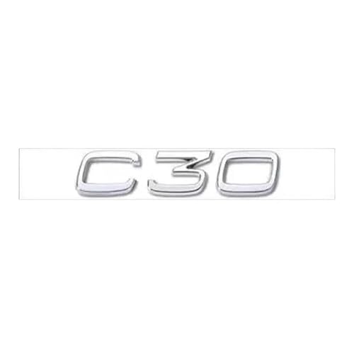 YCDSSM Auto Embleme für Volvo C30 2006-2013, Buchstaben Logo Abzeichen Aufkleber Sticker für Motorhaube Front Karosserie Kofferraum Heckklappen Tuning Styling Zubehör,C30-Silver von YCDSSM