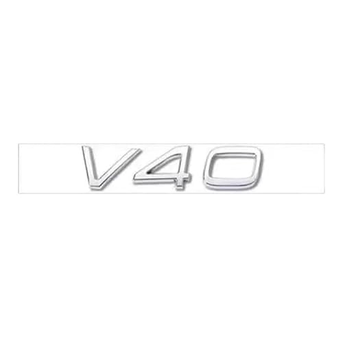 YCDSSM Auto Embleme für Volvo C30 2006-2013, Buchstaben Logo Abzeichen Aufkleber Sticker für Motorhaube Front Karosserie Kofferraum Heckklappen Tuning Styling Zubehör,V40-Silver von YCDSSM