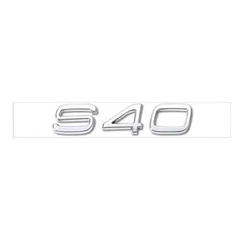 YCDSSM Auto Embleme für Volvo S40 2004-2012, Buchstaben Logo Abzeichen Aufkleber Sticker für Motorhaube Front Karosserie Kofferraum Heckklappen Tuning Styling Zubehör,S40-Silver von YCDSSM