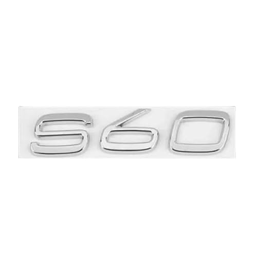 YCDSSM Auto Embleme für Volvo S60 2010-2018, Buchstaben Logo Abzeichen Aufkleber Sticker für Motorhaube Front Karosserie Kofferraum Heckklappen Tuning Styling Zubehör,S60-Silver von YCDSSM